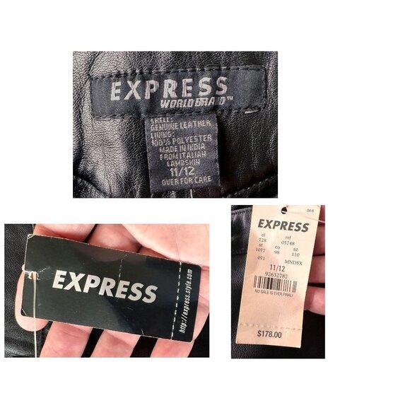VTG Express World Black Leather Pants Size 11/12 High Rise Straight Leg … - Picture 11 of 12